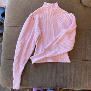 NWOT pink ribbed sweater with balloon sleeves